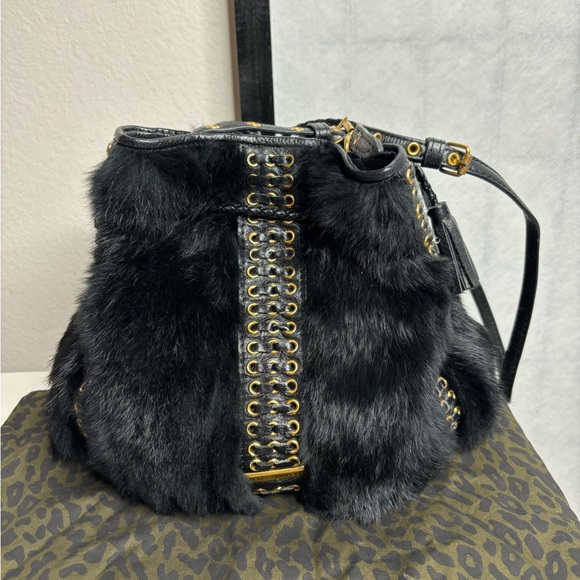 Rebecca Minkoff Utility Convertible Bucket Shoulder Crossbody Bag Braided Fur - Picture 4 of 10